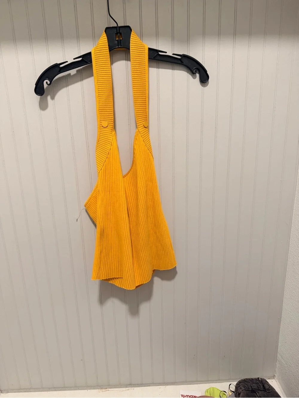 Zara Ribbed Halter Tank Top in Mustard Yellow